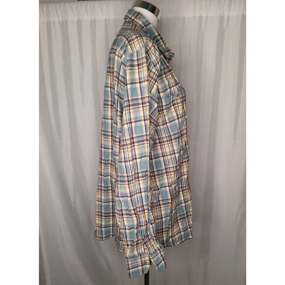 Ably Filium Activated Flannel Shirt Plaid Long Sleeve Blue Green Purple XL - Picture 10 of 10